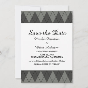 Invitation Faire part de sauvegarde de date Argyle Gris