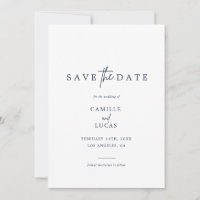 Faire part de Save the Date avec photo Bleu Nuit
