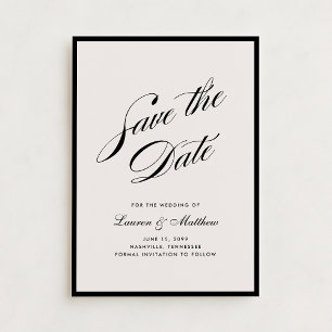 Invitation Faire part moderne ivoire à bordure noire