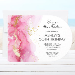 Invitation Faire part moderne rose pour 50e anniversaire
