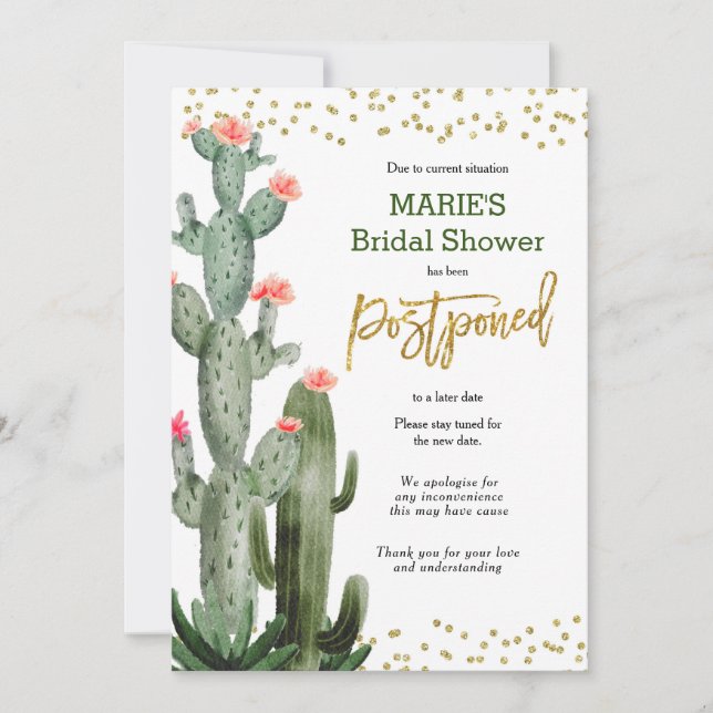 Invitation Faire-part reportée par Cactus (Devant)