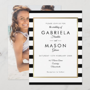 Invitation Faire-photo-de-mariage-à-rayures-noires-et-blanche