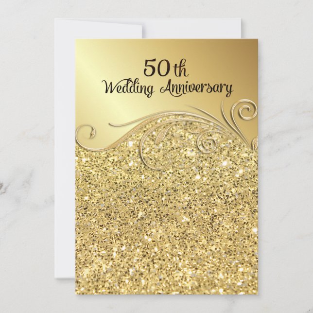 Invitation Faire Reluire Or 50e Anniversaire de Mariage (Devant)