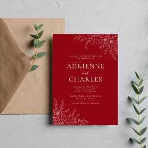 Invitation Faire Simple Floral 1 Mariage Rouge Cranberry Mini
