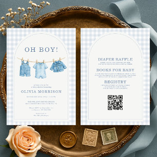 Invitation Faire tout en un Oh Boy Blue Baby Jean Shower
