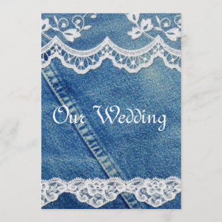Invitation Faireparts de mariage rustique country en denim et