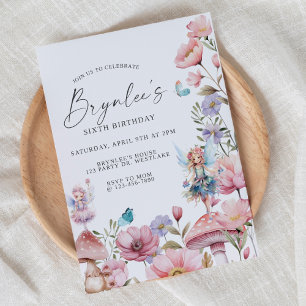 Invitation Fairy Birthday, Garden Party, Enchanted, Whimsical