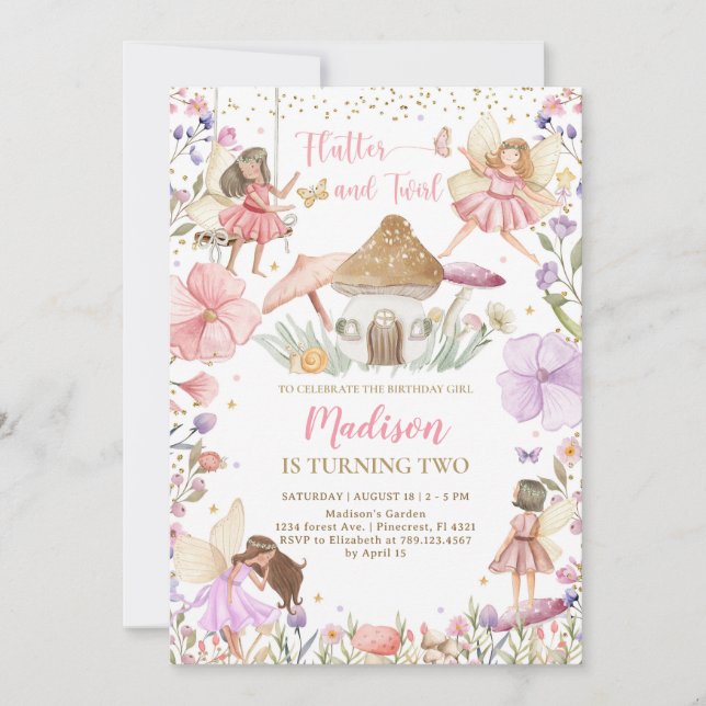 Invitation Fairy Birthday Whimsical Princess Fairy Birthday (Devant)