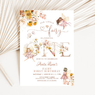 Invitation Fairy Butterfly Magique Fleur sauvage 1er annivers