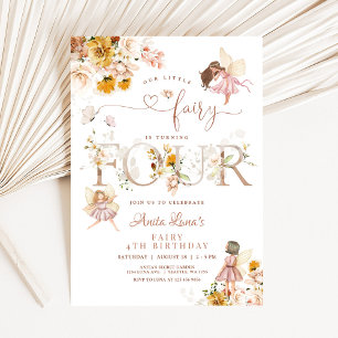 Invitation Fairy Butterfly Magique Fleur sauvage 4e anniversa
