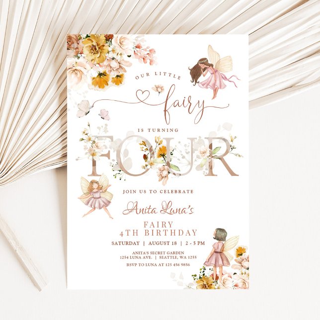 Invitation Fairy Butterfly Magique Fleur sauvage 4e anniversa (Créateur téléchargé)