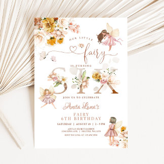 Invitation Fairy Butterfly Magique Fleur sauvage 6e anniversa