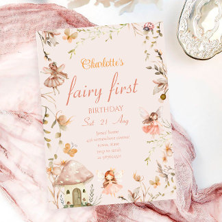 Invitation Fairy Champagne Cottage Boho Aquarelle Anniversair