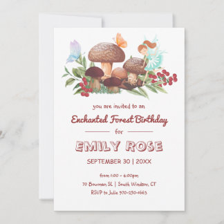 Invitation Fairy Champignons Papillon Enchanted Forest Annive