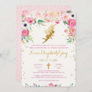 Invitation Fairy Christening Floral