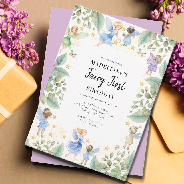 Invitation Fairy First 1er Anniversaire Jardin Magique (Créateur téléchargé)