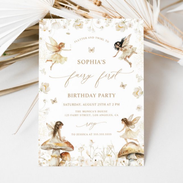 Invitation Fairy First Birday Boho (Créateur téléchargé)