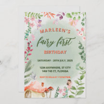 Fairy First Birday Forest Aquarelle Champagne