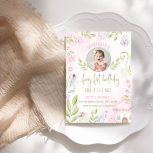Invitation Fairy First Birthday Forest Champignons Photo