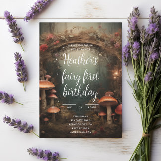 Invitation Fairy First Enchanted Mushroom Forest Anniversaire