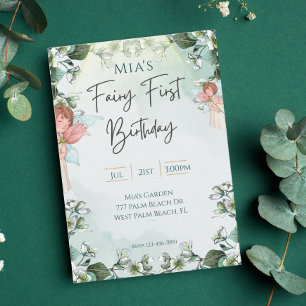 Invitation Fairy First Enchanted Woodland 1er Anniversaire