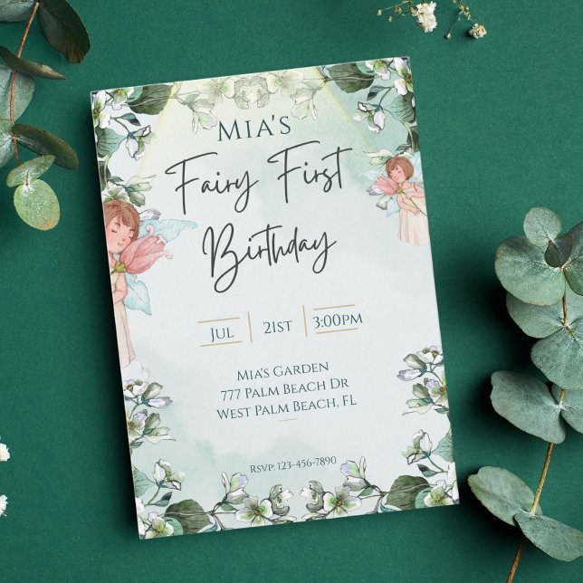 Invitation Fairy First Enchanted Woodland 1er Anniversaire (Créateur téléchargé)