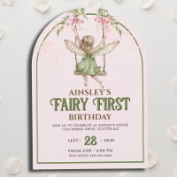 Fairy First Pastel Pink Bow Girls 1er anniversaire
