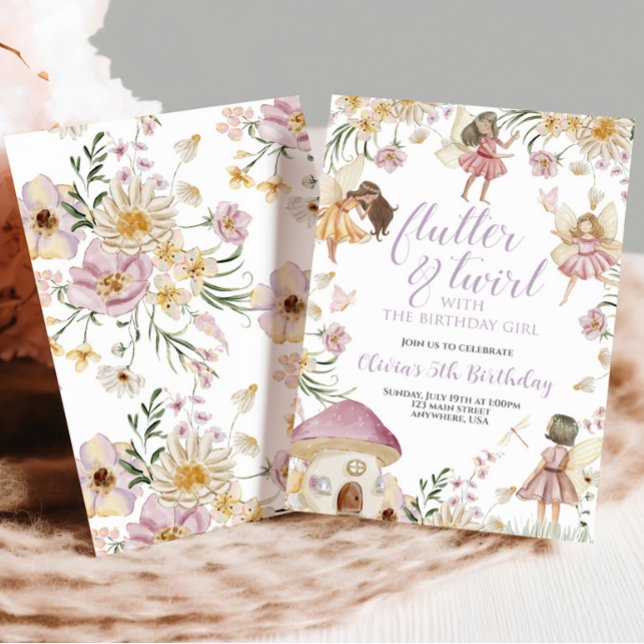 Invitation Fairy fleur sauvage anniversaire (Créateur téléchargé)