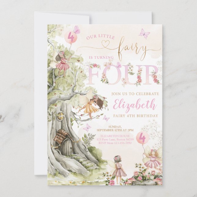 Invitation Fairy Forest Girl Anniversaire Magique (Devant)