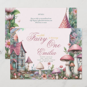 Invitation Fairy Garden 1er anniversaire ou EDIT AGE Or Turqu