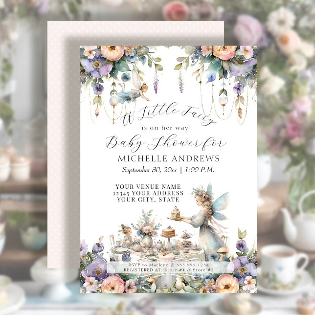 Invitation Fairy Garden Tea Party Floral Girl Baby shower (Créateur téléchargé)