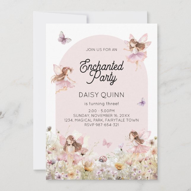 Invitation Fairy Garden Theme Girl's Birthday (Devant)
