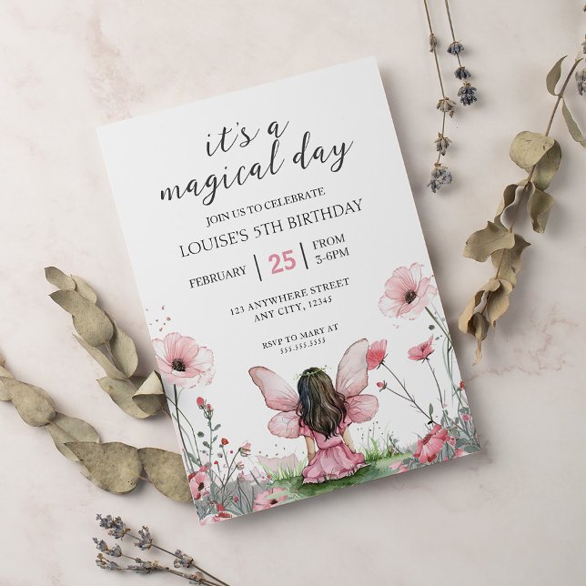 Invitation Fairy Girl Jardin rose Anniversaire (Créateur téléchargé)