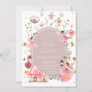 Invitation Fairy House - Blush Boho Baby shower Fleur sauvage