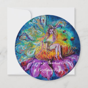 Invitation FAIRY IN THE NIGHT or jaune bleu rouge étincelles