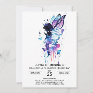 Invitation Fairy Jardin personnalisé fête d'anniversaire