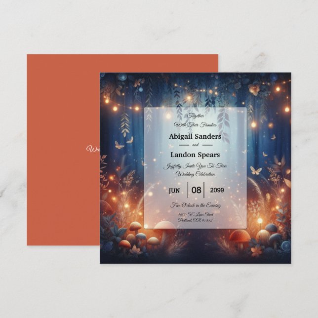 Invitation Fairy Lights and Moonlit Forest Magic Wedding (Devant / Derrière)