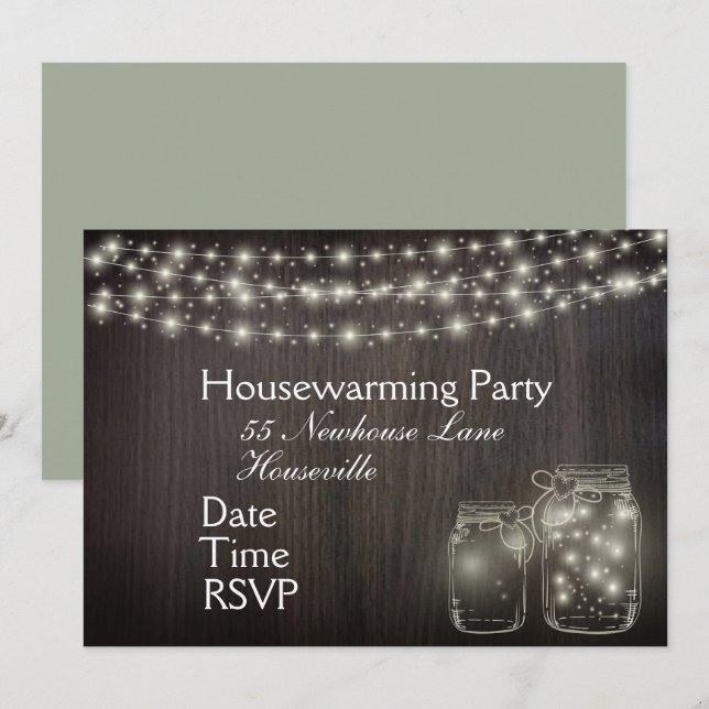 Invitation Fairy Lights House Party (Devant / Derrière)