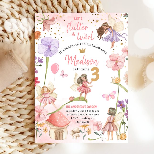 Invitation Fairy Magical Forest Garden Girl Fairy Anniversair (Créateur téléchargé)