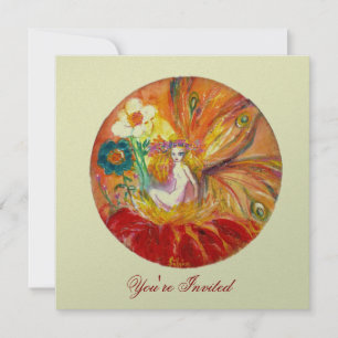 Invitation FAIRY OF THE FLOWERS argent métallique, rouge jaun