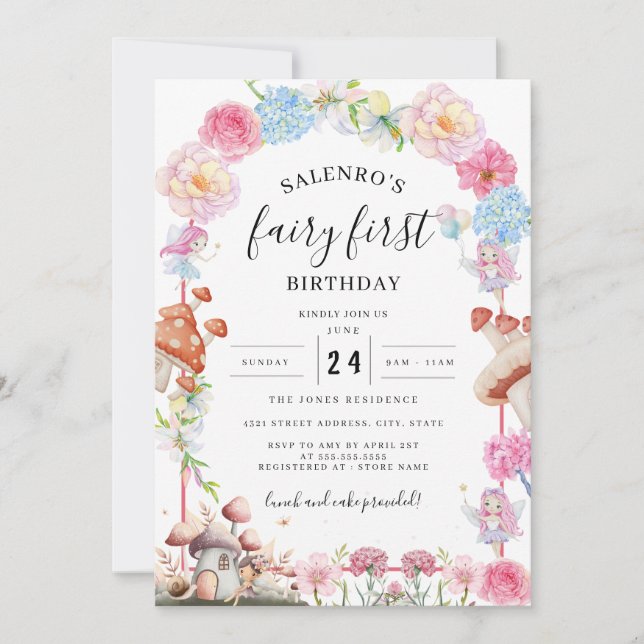 Invitation Fairy Premier anniversaire 1er anniversaire Invita (Devant)