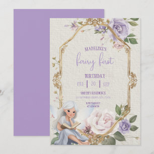 Invitation Fairy Premier Anniversaire Forêt Aquarelle Champig