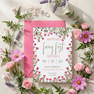 Invitation Fairy Premier Anniversaire Forêt Aquarelle Champig
