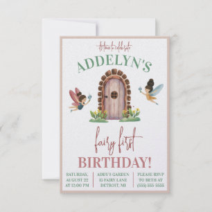 Invitation Fairy Premier Anniversaire, Jardin Fairy Theme Ann