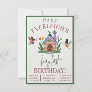 Invitation Fairy Premier Anniversaire, Jardin Fairy Theme Ann
