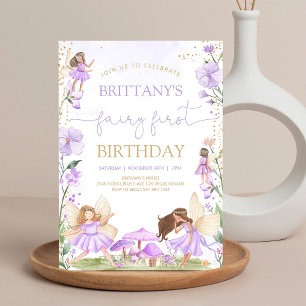 Invitation Fairy Premier anniversaire violet Fleur sauvage ma