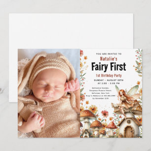 Invitation Fairy Premier thème Fille 1er anniversaire fête