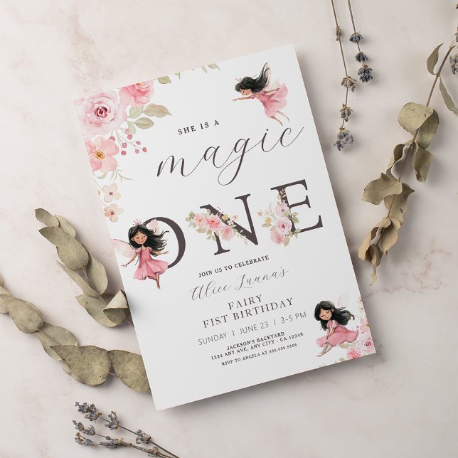 Invitation Fairy Premier thème Fille 1er anniversaire fête (Créateur téléchargé)