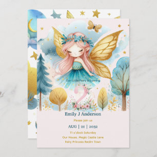 Invitation Fairy Princess 2e anniversaire Two Pink Faircore