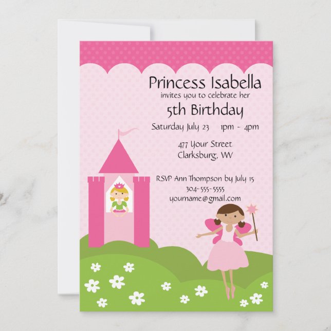 Invitation Fairy Princess Castle Anniversaire (Devant)